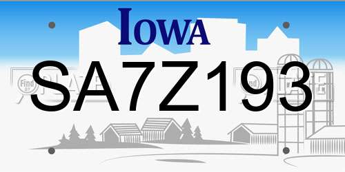 SA7Z193 Iowa License Plate
