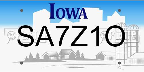 SA7Z1O Iowa License Plate