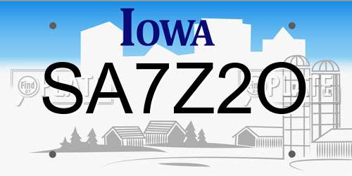 SA7Z2O Iowa License Plate
