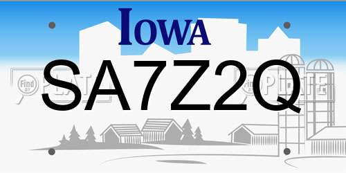 SA7Z2Q Iowa License Plate