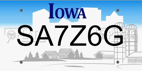 SA7Z6G Iowa License Plate