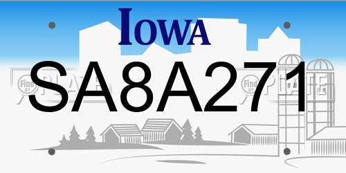 SA8A271 Iowa License Plate