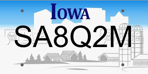 SA8Q2M Iowa License Plate