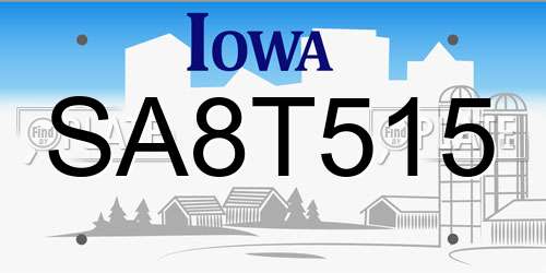 SA8T515 Iowa License Plate