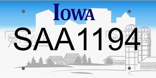 SAA1194 Iowa License Plate