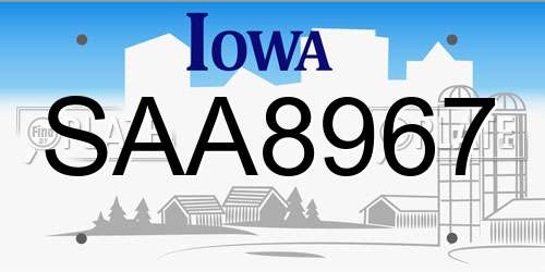 SAA8967 Iowa License Plate