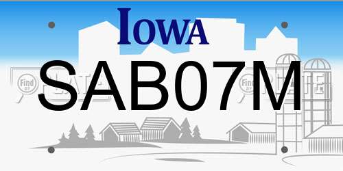 SAB07M Iowa License Plate