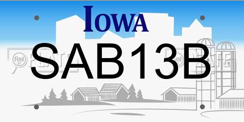 SAB13B Iowa License Plate