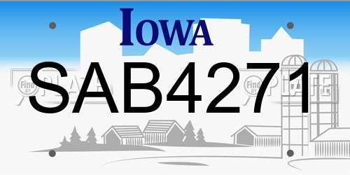 SAB4271 Iowa License Plate