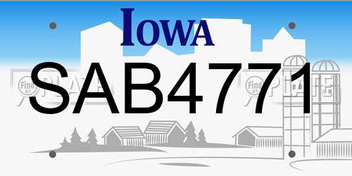 SAB4771 Iowa License Plate