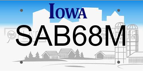 SAB68M Iowa License Plate