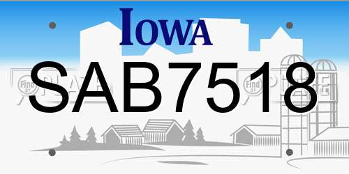 SAB7518 Iowa License Plate
