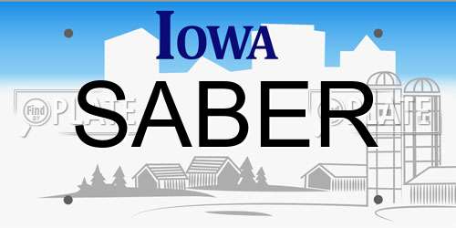 SABER Iowa License Plate