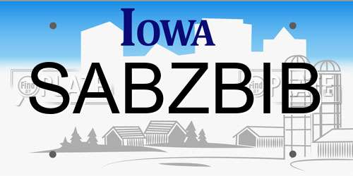 SABZBIB Iowa License Plate