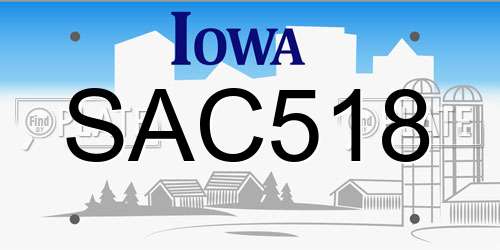 SAC518 Iowa License Plate