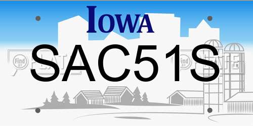 SAC51S Iowa License Plate