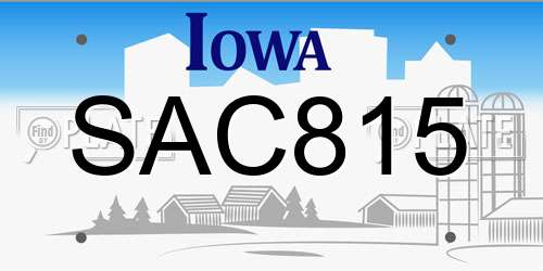 SAC815 Iowa License Plate
