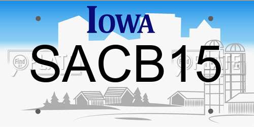 SACB15 Iowa License Plate