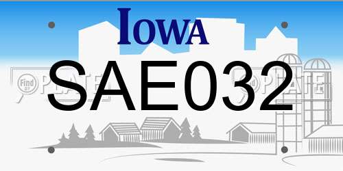 SAE032 Iowa License Plate
