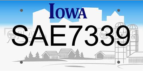 SAE7339 Iowa License Plate