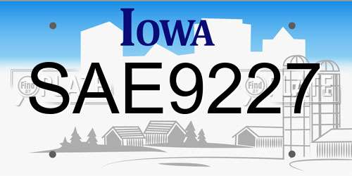 SAE9227 Iowa License Plate