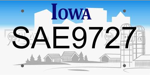 SAE9727 Iowa License Plate