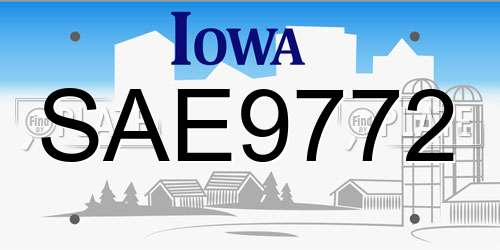 SAE9772 Iowa License Plate