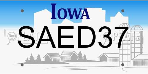 SAED37 Iowa License Plate