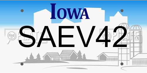 SAEV42 Iowa License Plate