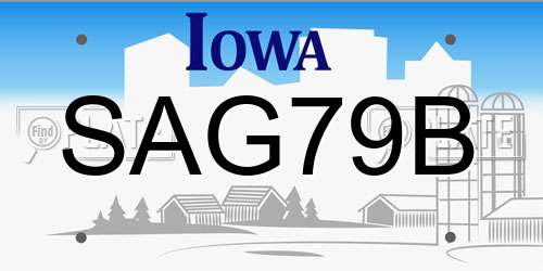 SAG79B Iowa License Plate