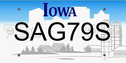 SAG79S Iowa License Plate