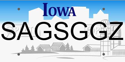 SAGSGGZ Iowa License Plate