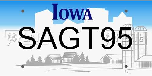 SAGT95 Iowa License Plate