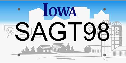SAGT98 Iowa License Plate
