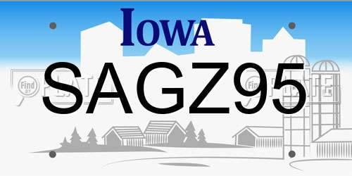 SAGZ95 Iowa License Plate