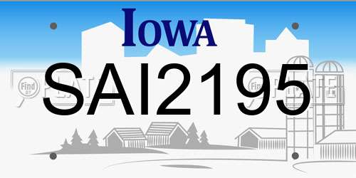 SAI2195 Iowa License Plate