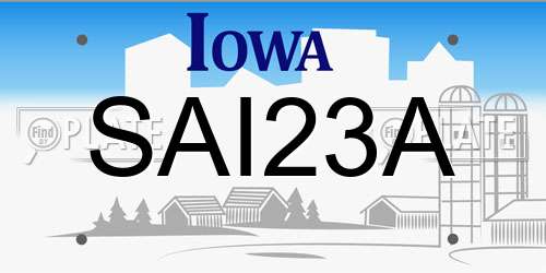SAI23A Iowa License Plate