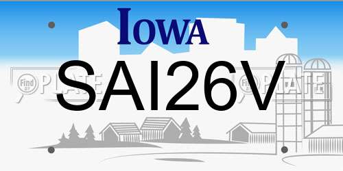 SAI26V Iowa License Plate