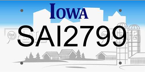 SAI2799 Iowa License Plate