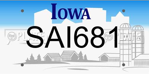 SAI681 Iowa License Plate