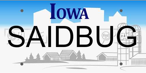 SAIDBUG Iowa License Plate