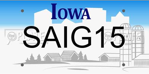 SAIG15 Iowa License Plate