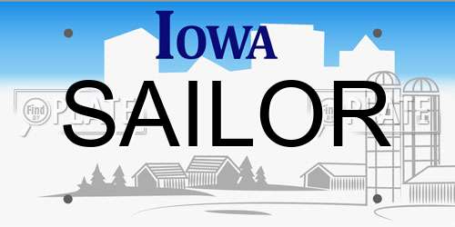 SAILOR Iowa License Plate