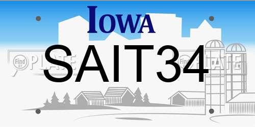 SAIT34 Iowa License Plate