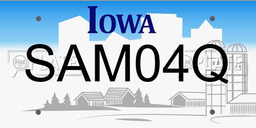 SAM04Q Iowa License Plate