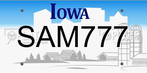 SAM777 Iowa License Plate