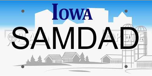 SAMDAD Iowa License Plate