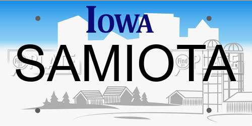 SAMIOTA Iowa License Plate