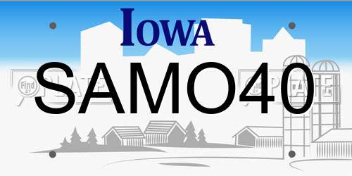 SAMO40 Iowa License Plate