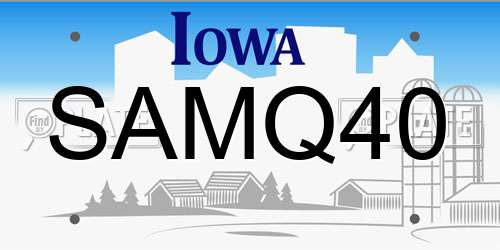 SAMQ40 Iowa License Plate